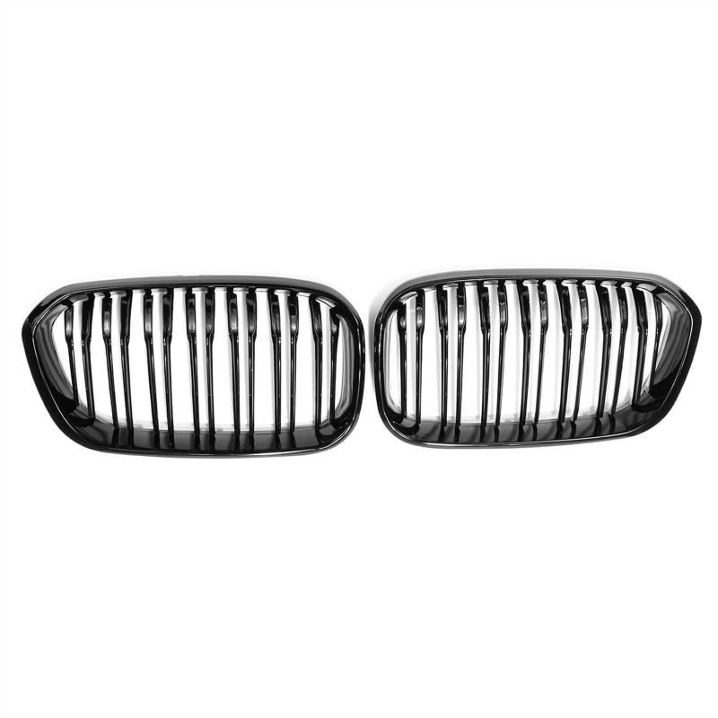 NUOSDEX Nieren Schwarz Kühlergrill Kompatibel Mit 1er F20 F21 120i LCI 2015 2016 2017 Glänzend Schwarzer Frontnierengrill 2-Lamellen-Grill Auto-Frontstoßstangengrill von NUOSDEX