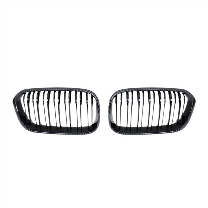 NUOSDEX Nieren Schwarz Kühlergrill Kompatibel Mit 1er F20 F21 2015 2016 2017 2018 2019 Doppellamellen-Ersatzgrill Auto-Frontstoßstangengitter Nieren-Renngrill(Double Line Carbon) von NUOSDEX