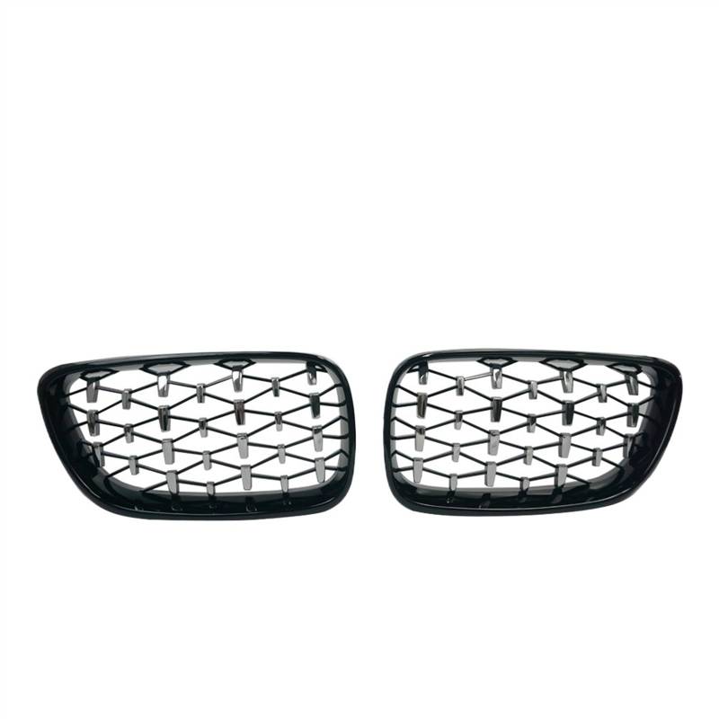 NUOSDEX Nieren Schwarz Kühlergrill Kompatibel Mit 2er F22 F23 2014 2015 2016 2017 2018 2019 F87 M2 2016 2017 2018 2019 Auto Front Nieren Diamant Stoßstange Kühlergrill(Black and Silver) von NUOSDEX
