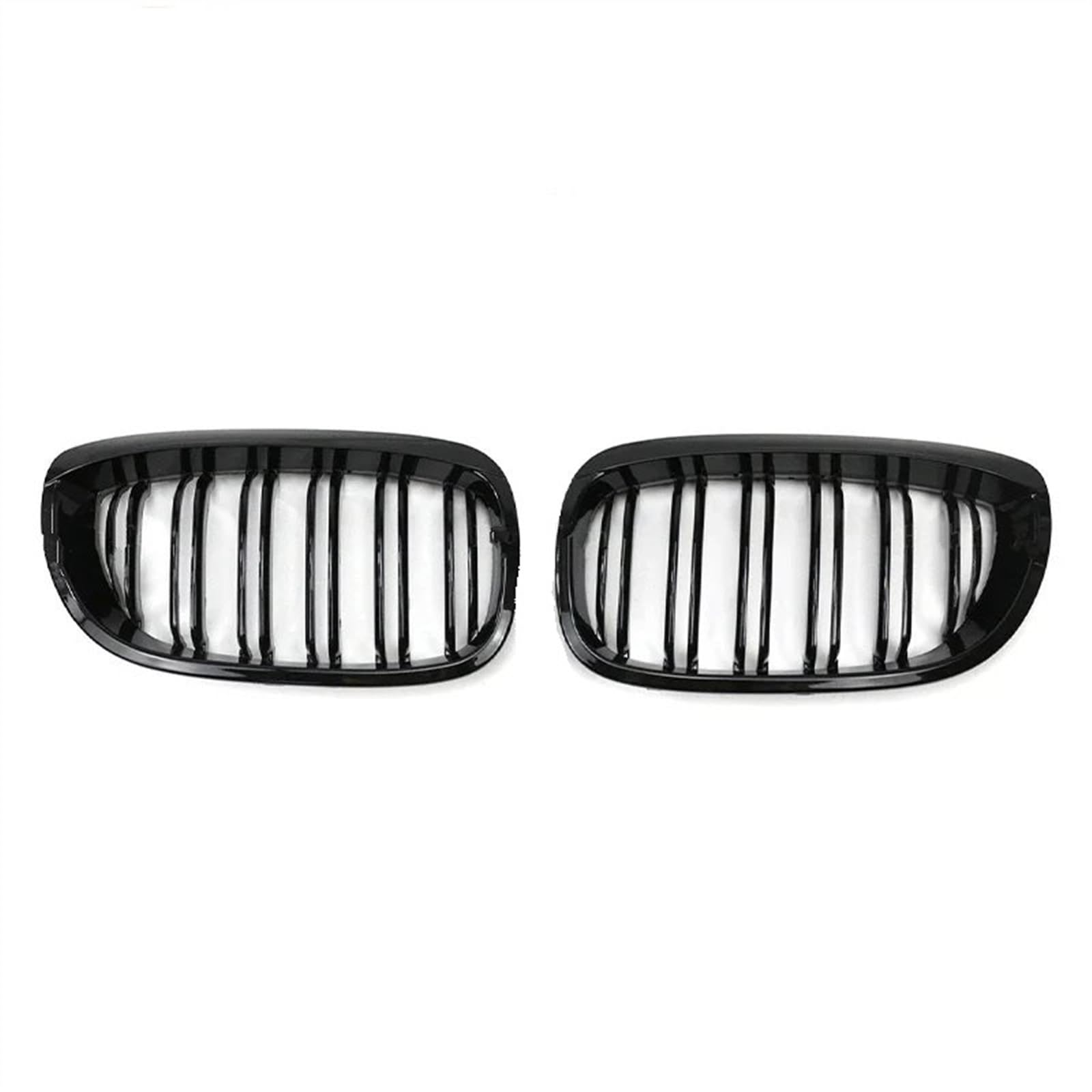 NUOSDEX Nieren Schwarz Kühlergrill Kompatibel Mit 3er E46 2002 2003 2004 2005 2006. Glänzend Schwarzer Doppellamellen-Nierengrill. Auto-Frontstoßstangengrill von NUOSDEX