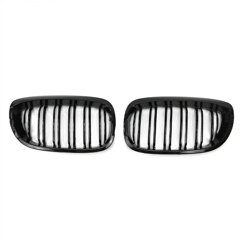 NUOSDEX Nieren Schwarz Kühlergrill Kompatibel Mit 3er E46 2002 2003 2004 2005 2006. Glänzend Schwarzer Doppellamellen-Nierengrill. Auto-Frontstoßstangengrill von NUOSDEX
