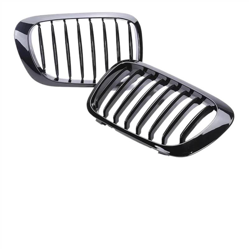 NUOSDEX Nieren Schwarz Kühlergrill Kompatibel Mit 3er E46 318i 320i 325i 330i 1998 1999 2000 2001 Auto-Frontnierengrill Kühlergrill Vorne Stoßstangengrill(2 Single Gloss Black) von NUOSDEX