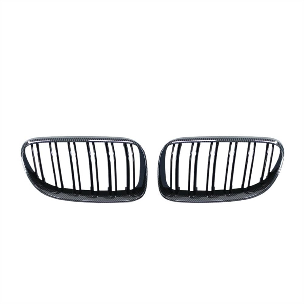 NUOSDEX Nieren Schwarz Kühlergrill Kompatibel Mit 3er E92 E93 M3 LCI 2010 2011 2012 2013 Autofront-Doppellamellen-Nierengrill Frontgrill-Zierstreifenabdeckung(Double Line Carbon) von NUOSDEX