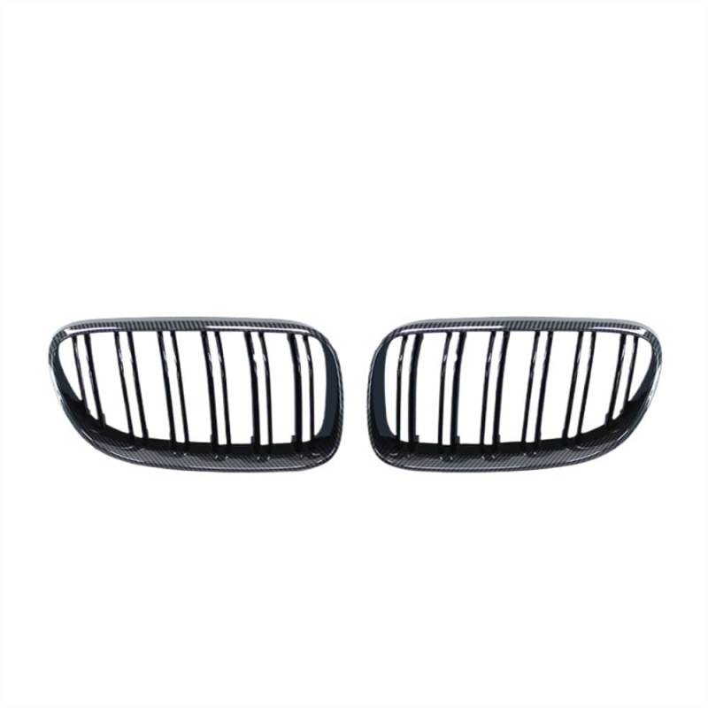 NUOSDEX Nieren Schwarz Kühlergrill Kompatibel Mit 3er E92 E93 M3 LCI 2010 2011 2012 2013 Autofront-Doppellamellen-Nierengrill Frontgrill-Zierstreifenabdeckung(Double Line Carbon) von NUOSDEX