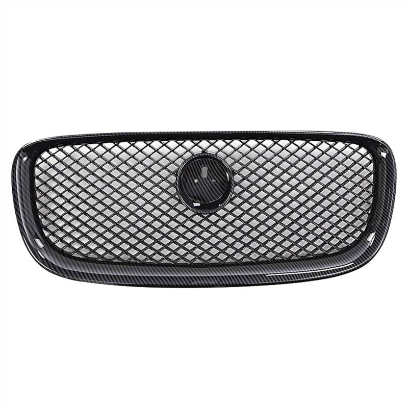 NUOSDEX Nieren Schwarz Kühlergrill Kompatibel Mit Jaguar Für XF 2013 2014 2015 Auto Frontstoßstange Oberer Zentralstrahlergrill Ersatz OEM: C2Z13175 C2Z13199 C2Z20498(Carbon Fiber) von NUOSDEX