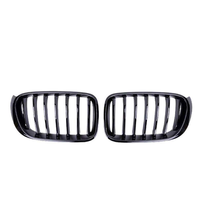 NUOSDEX Nieren Schwarz Kühlergrill Kompatibel Mit X3 F25 X4 F26 2014 2015 2016 2017 Auto Front Nierengrill Einzellinie Lamellen Ersatz Stoßfänger Mesh Front Einlassgitter(Gloss Black) von NUOSDEX
