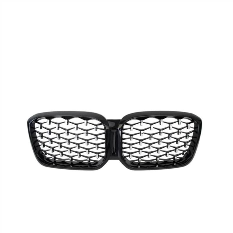 NUOSDEX Nieren Schwarz Kühlergrill Kompatibel Mit X3 G01 X4 G02 2022 2023 SDrive20i XDrive20i M40i Auto Front Niere Doppel Grill Auto Front Stoßstange Kühlergrill(Black Silver) von NUOSDEX
