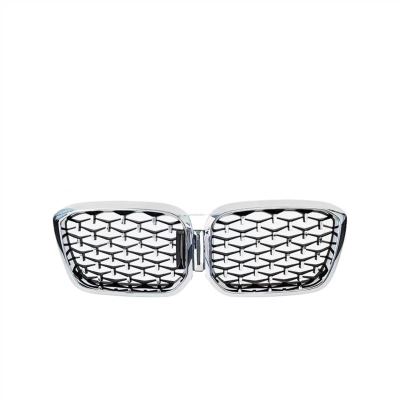 NUOSDEX Nieren Schwarz Kühlergrill Kompatibel Mit X3 G01 X4 G02 2022 2023 SDrive20i XDrive20i M40i Auto Front Niere Doppel Grill Auto Front Stoßstange Kühlergrill(Silver) von NUOSDEX