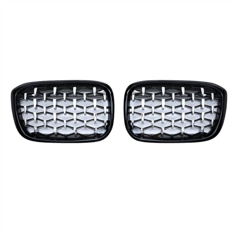 NUOSDEX Nieren Schwarz Kühlergrill Kompatibel Mit X3 X4 G01 G08 G02 2017 2018 2019 2020 2021 Diamantgrills Meteor Style Ersatzgrill Auto Frontstoßstangengrill(Silver and Black) von NUOSDEX