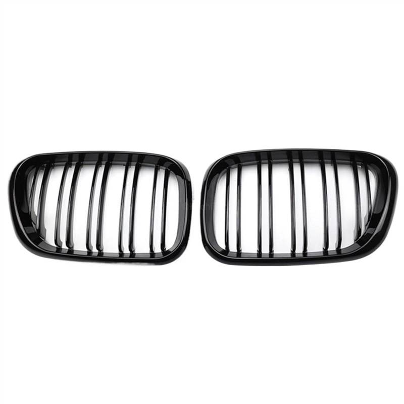 NUOSDEX Nieren Schwarz Kühlergrill Kompatibel Mit X5 E53 1998 1999 2000 2001 2002 2003 Fronthaube Nierengrill Stoßstange Schwarz Form Grill Zubehör Ersatz von NUOSDEX