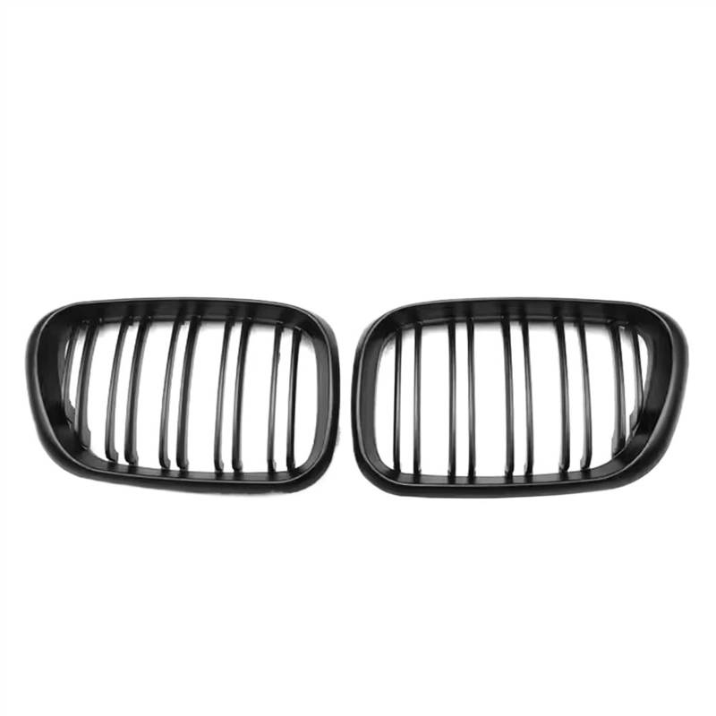 NUOSDEX Nieren Schwarz Kühlergrill Kompatibel Mit X5 E53 1999 2000 2001 2002 2003 2004 2005 2006 Auto Double Line Style Frontstoßstange Racing Nierengitter Ersatz(Matte Black 99-03) von NUOSDEX
