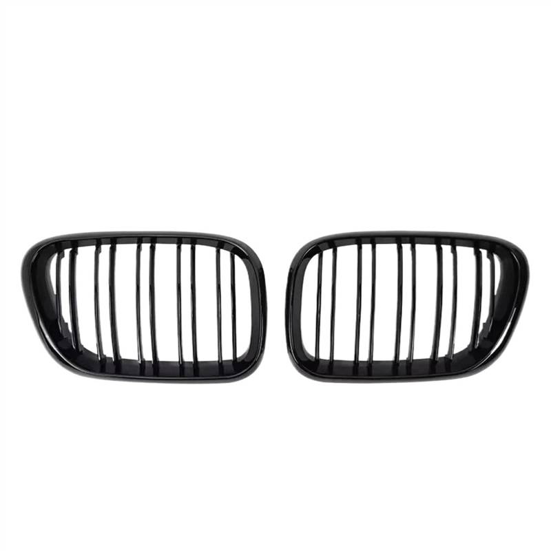 NUOSDEX Nieren Schwarz Kühlergrill Kompatibel Mit X5 E53 LCI 1999 2000 2001 2002 2003 2004 2005 2006 Double Line Style Racing Front Upper Grilles Auto Frontstoßstangengrill(Glossy Black) von NUOSDEX