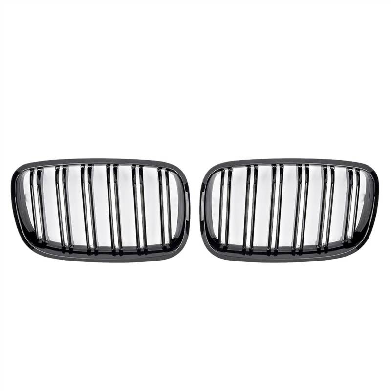 NUOSDEX Nieren Schwarz Kühlergrill Kompatibel Mit X5 E70 2007 2008 2009 2010 2011 2012 2013 X6 E71 E72 2008 2009 2010 2011 2012 2013 2014 Frontniere Doppellamellengrill(Glossy Black) von NUOSDEX