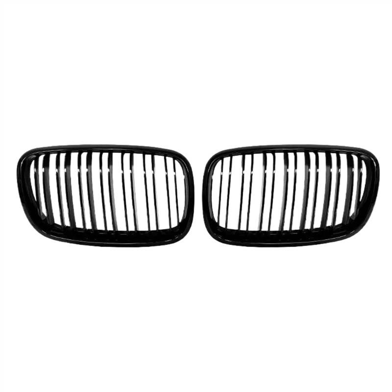 NUOSDEX Nieren Schwarz Kühlergrill Kompatibel Mit X5 X6 E70 E71 2008 2009 2010 2011 2012 2013 2014 Nierengrill Ersatz Frontstoßstangengitter Auto Frontkühlergrill(Double Line Black) von NUOSDEX