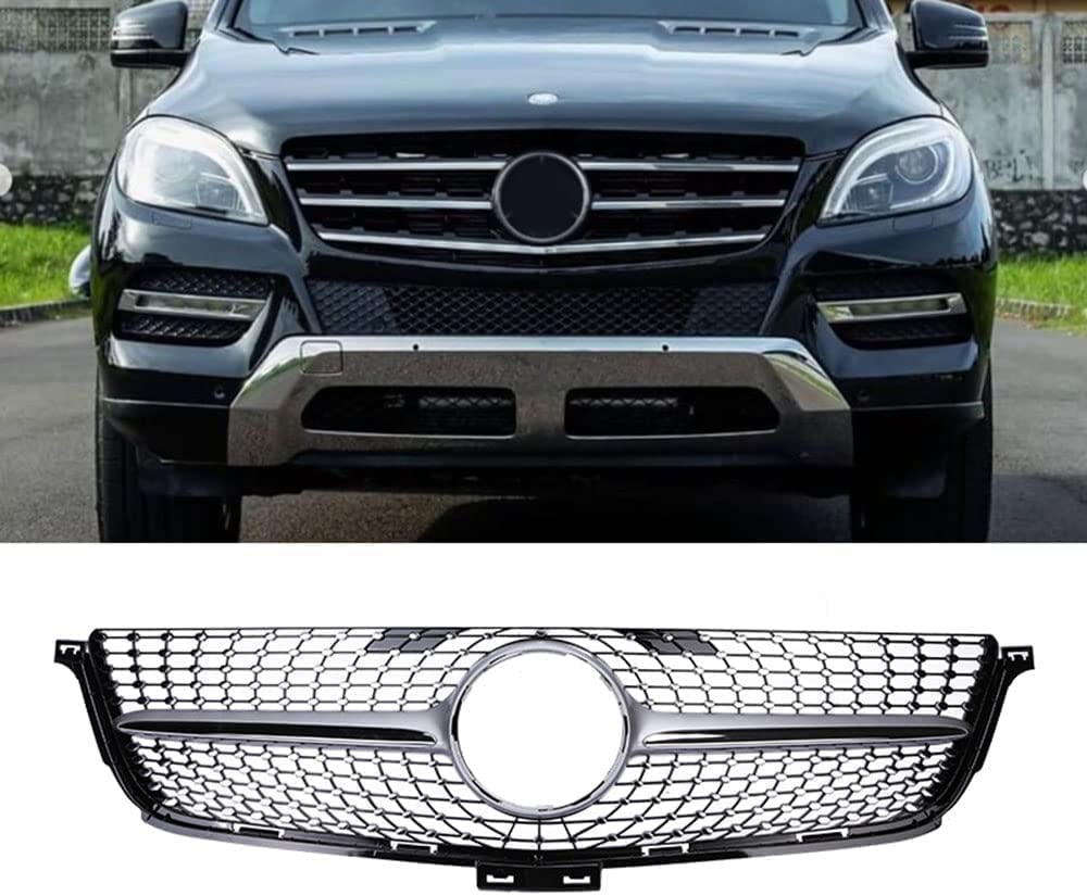 Auto -Frontgrill für Mercedes Benz ML Class W166 300 320 350 400 500 550 2012 2013 2014, Kühlergrill vorne Motiator Kühlergrill -Autokrill -Dekorationszubehör.,A/Silver von NURCIX