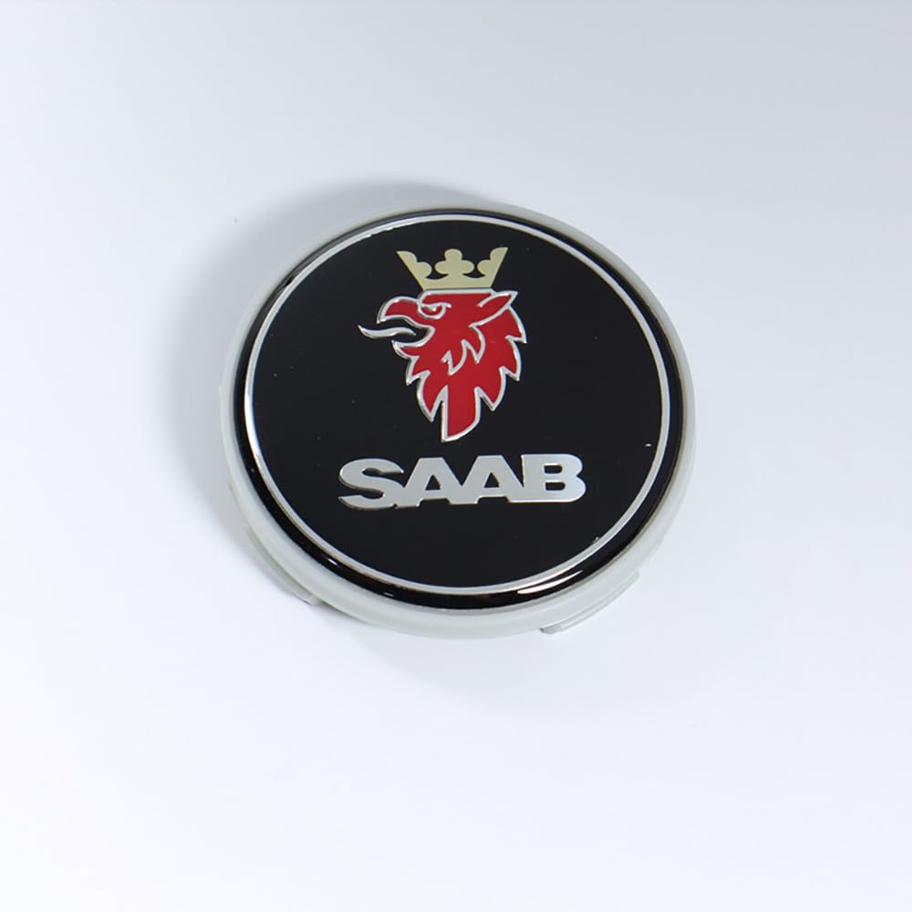 Auto-Nabenkappen-Aufkleber für Saab 9-3 93 9-5 9 3 900 9000 95 Scania Sweden Nabendeckel Mit Logo Radnabenkappen Wasserdicht Staubdicht Anti Rost Felgendeckel,Black Style von NURCIX