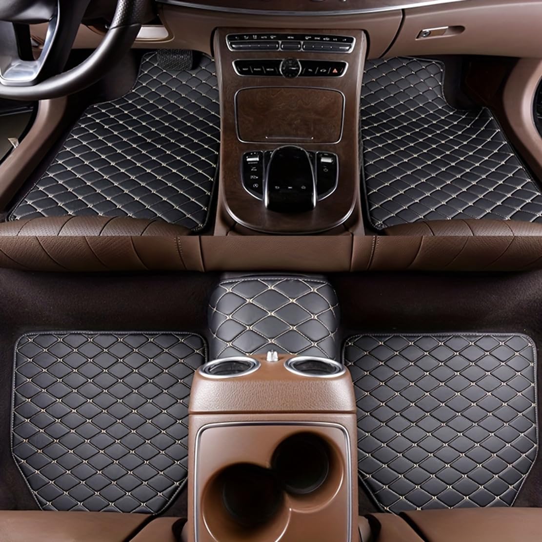 Fußmatte,kompatibel mit Mercedes-Benz GL X164 X166, Teppich Auto Interieur Zubehör,A-Black Beige von NURCIX