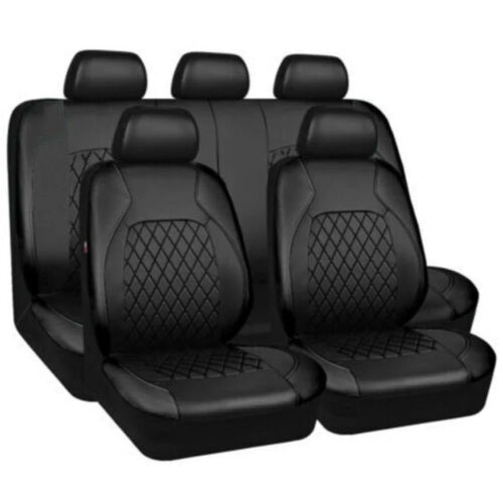 NURCIX 9PCS 5-Seats Auto Leder Sitzbezüge Sets, Für ALFA Romeo Giulia Mito Stelvio Giulietta GT 4C 159 GTV Car Wasserdicht Atmungsaktiv Anti-Rutsch Bequem Protectors Innenraum Zubehör,A/Black von NURCIX