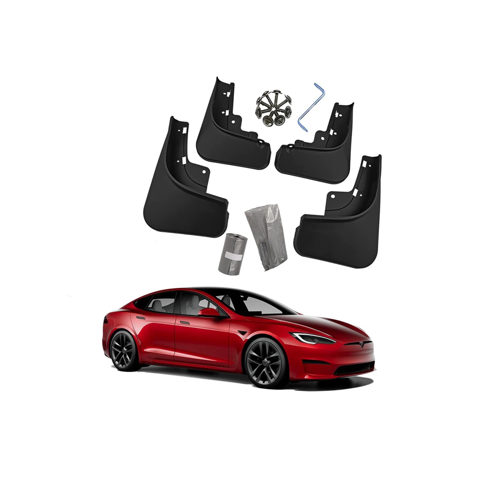 Vordere und hintere Schmutzfänger,kompatibel mit Tesla 2023 Model S Molded,Mud Flaps von NURCIX