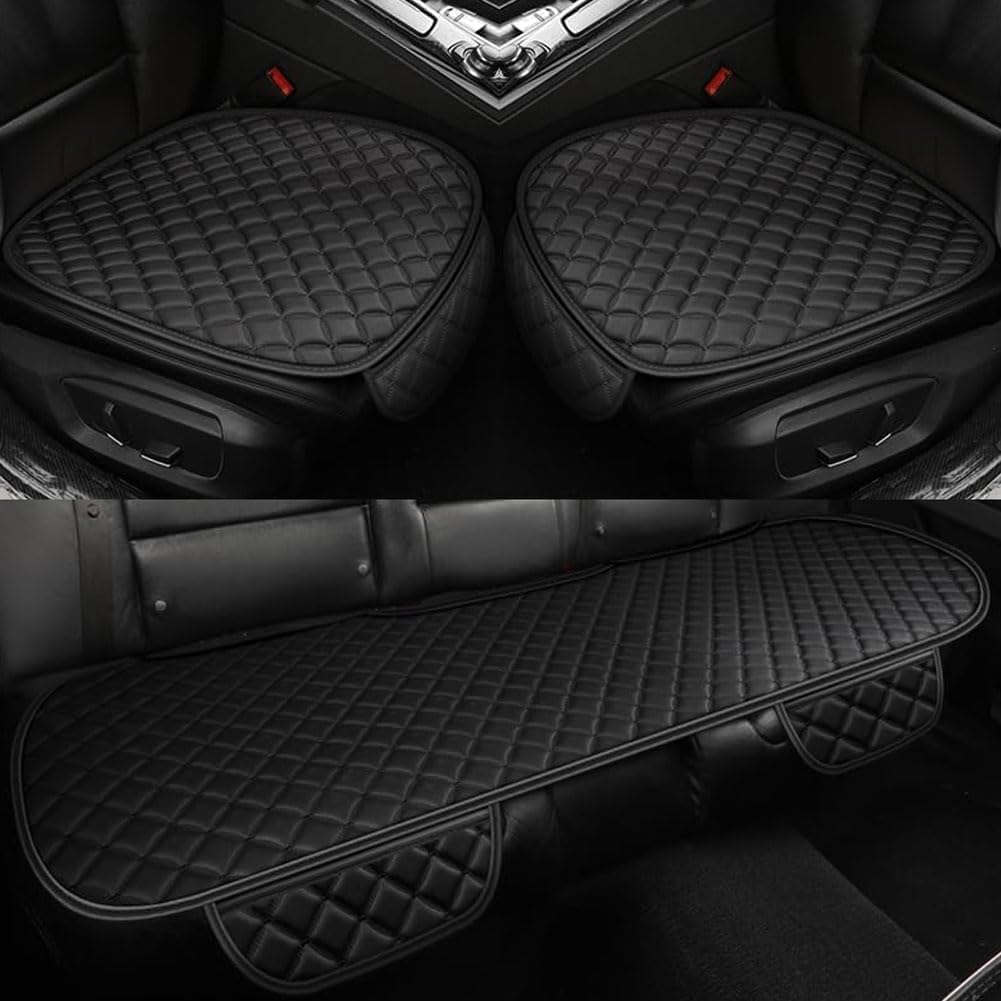Leder Auto Sitzkissen für Peugeot 3008 2016-2023, Vorne Hinten Sitzauflagen Set Anti-Rutsch Bequem Sitzschutz Sitzunterlage Innenraum Zubehör,All Black von NURII