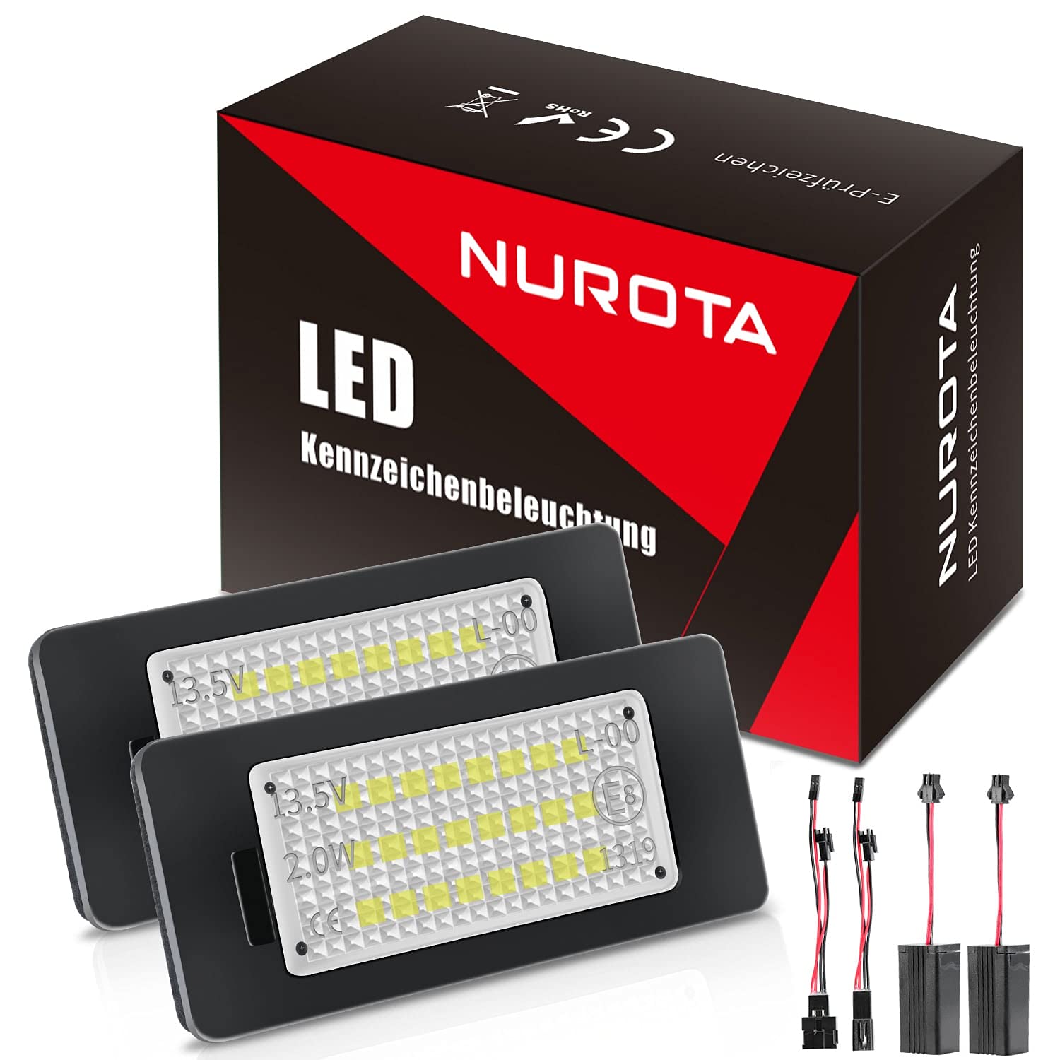 NUROTA LED Kennzeichenbeleuchtung Canbus Fehlerfrei Weißes Licht kompatibel mit Audi A4 B8, A5 8T, Q5, TT 8J, kompatibel mit Passat B6 CC, Skoda Fabia 2 3 von NUROTA