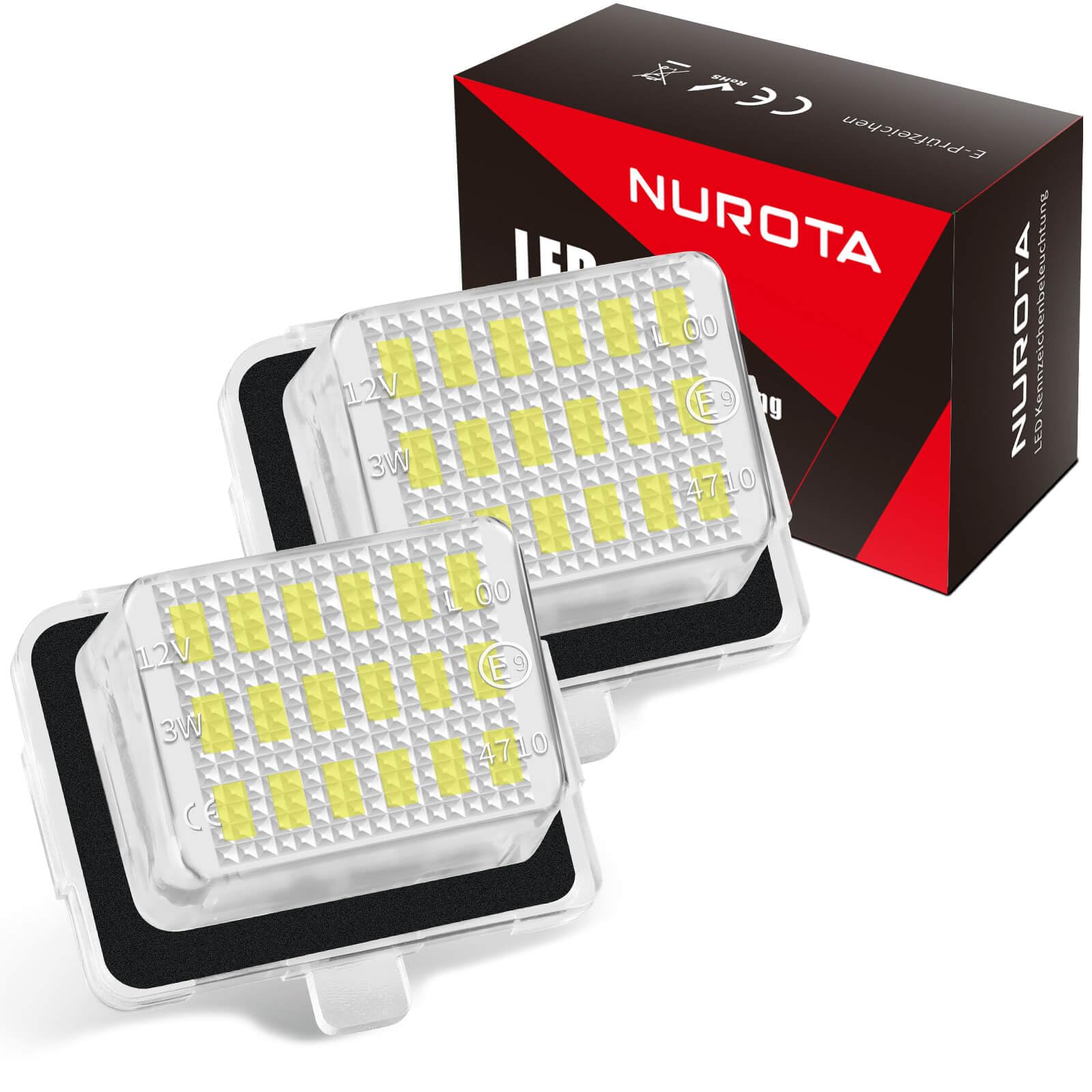 NUROTA Led Kennzeichenbeleuchtung - Canbus LED-Technologie - Wasserdicht Kennzeichenleuchte für W204, W212, W221, S204, S212, C204, C207, A207, CLA C117 von NUROTA