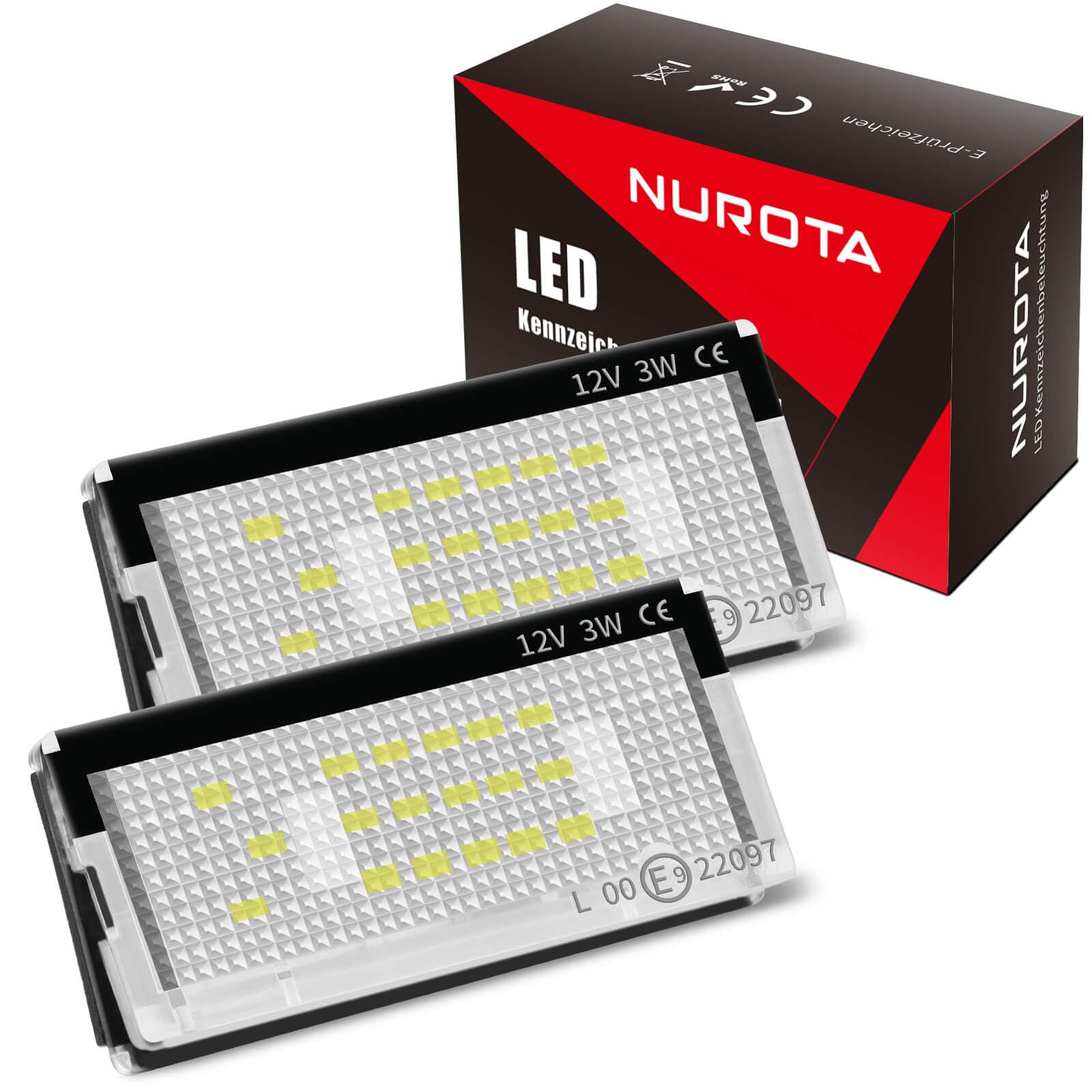 NUROTA Led Kennzeichenbeleuchtung mit E Prüfzeichen - Plug and Play Kennzeichen Beleuchtung Led - Kompatibel mit BMW 3er E46 von NUROTA