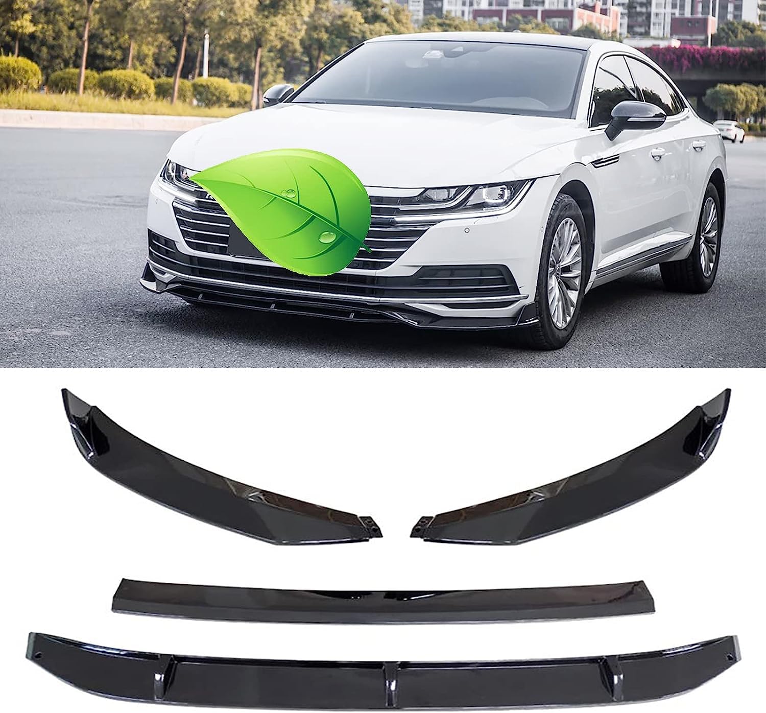 Auto Frontlippe Frontspoiler für VW Arteon Cc 2019-2021, FrontstoßStange Splitter Diffusor Frontlippe Spoiler Protector Spoilerlippe,Glossy-Black von NUSHKE