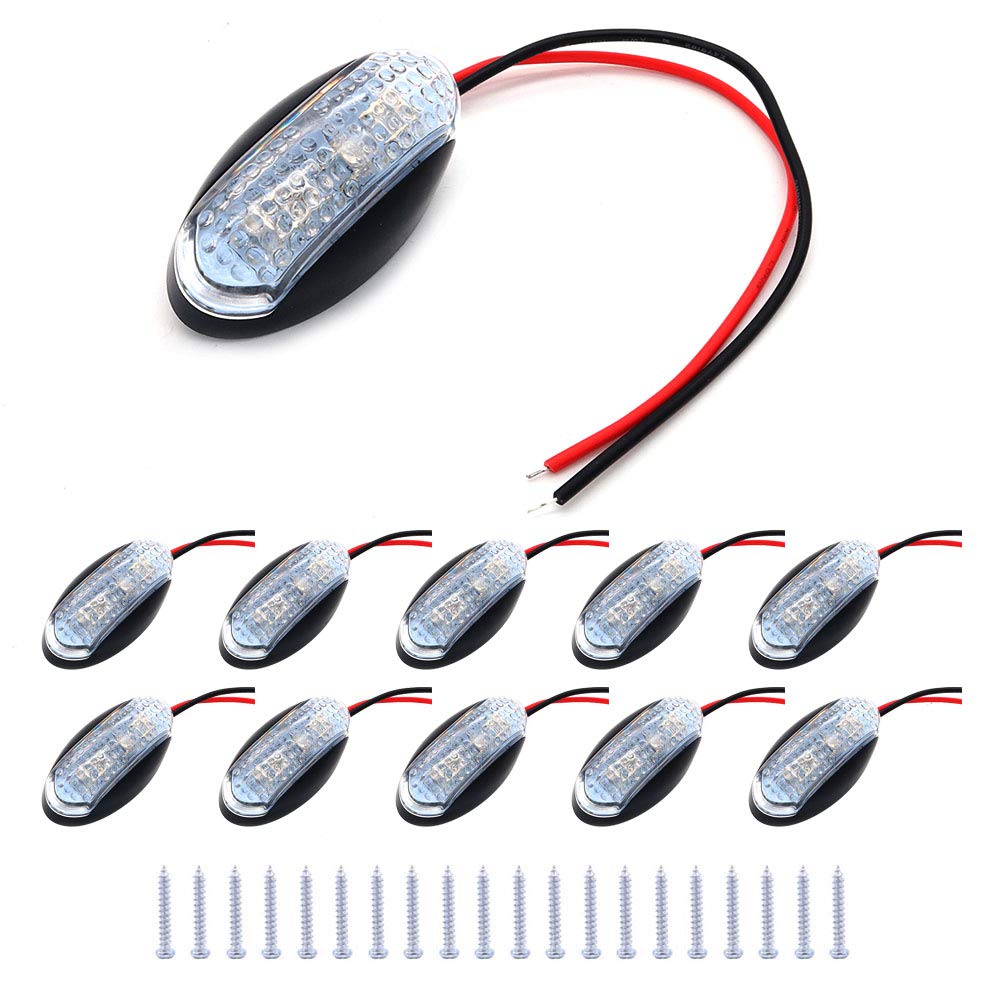 NUZAMAS 10 LED-Seitenmarkierungsleuchten, 12 V / 24 V, IP68, wasserdicht, 4fach-LED, Positionsanzeige, LED-Rückleuchten vorn, ROT, Anzug für LKW, Boote, Anhänger, Lieferwagen, Wohnwagen, Wohnmobile von NUZAMAS