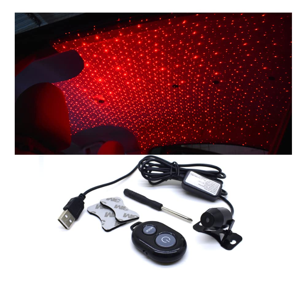 NUZAMAS Red Star Projector Night Light USB Car Roof Lights, Flashing Romantic Interior Plug and Party Play with Wireless and Music Control, AUTO Vehicle Truck RV Boat Caravans Lights TV Home Decorate von NUZAMAS