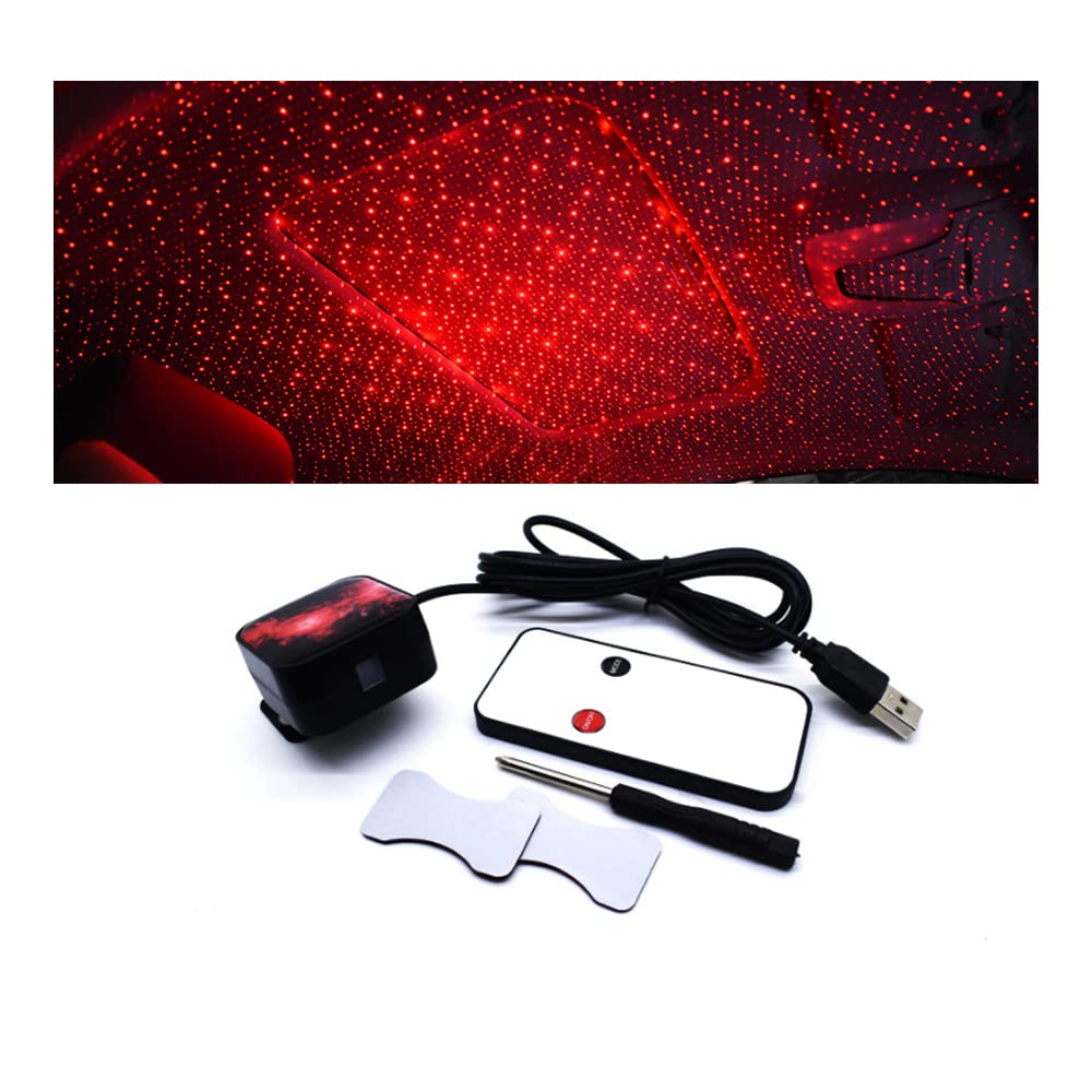 NUZAMAS Red Star Projector Night Light USB Car Roof Lights, Romantic Interior Plug and Party Play with Wireless and Music Control, Auto Vehicle Truck RV Boat Caravans Lights Kit TV Home Decoration von NUZAMAS