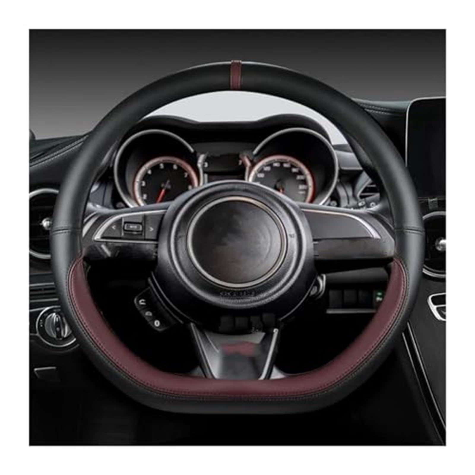 Lenkradbezug Für Citroen Für C3 Für AIRCROSS 2017 2018 2019 2020 2021 2 D Typ Lenkrad Abdeckung Lenkrad Dekorative Abdeckung(Wine RED) von NVCPHGEDEK