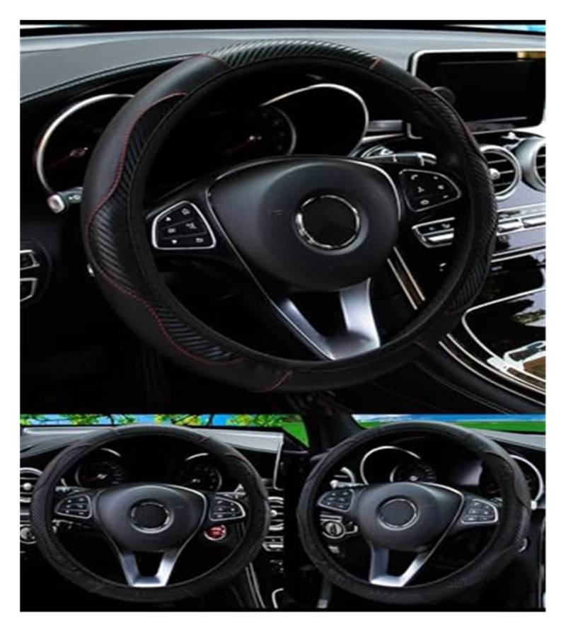 Lenkradbezug Für FIAT Für Freemont Für Für Linea Für Multipla Für Panda Für Punto Für Qubo Faserleder Schweißabsorbierend Comfort Elastic(- Black) von NVCPHGEDEK