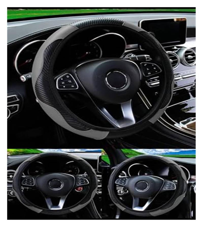 Lenkradbezug Für FIAT Für Freemont Für Für Linea Für Multipla Für Panda Für Punto Für Qubo Faserleder Schweißabsorbierend Comfort Elastic(- Gray) von NVCPHGEDEK