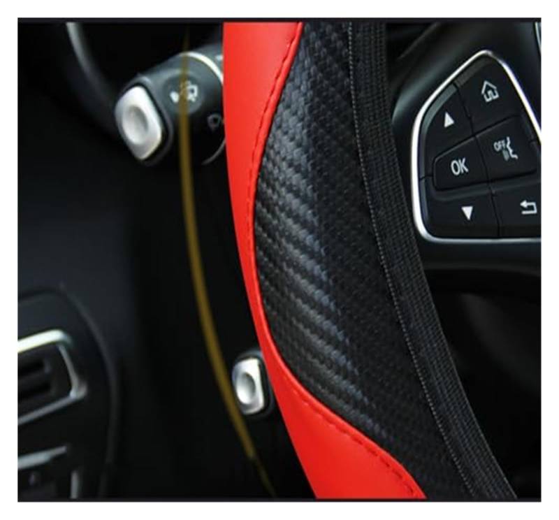 Lenkradbezug Für FIAT Für Freemont Für Für Linea Für Multipla Für Panda Für Punto Für Qubo Faserleder Schweißabsorbierend Comfort Elastic(- Red) von NVCPHGEDEK