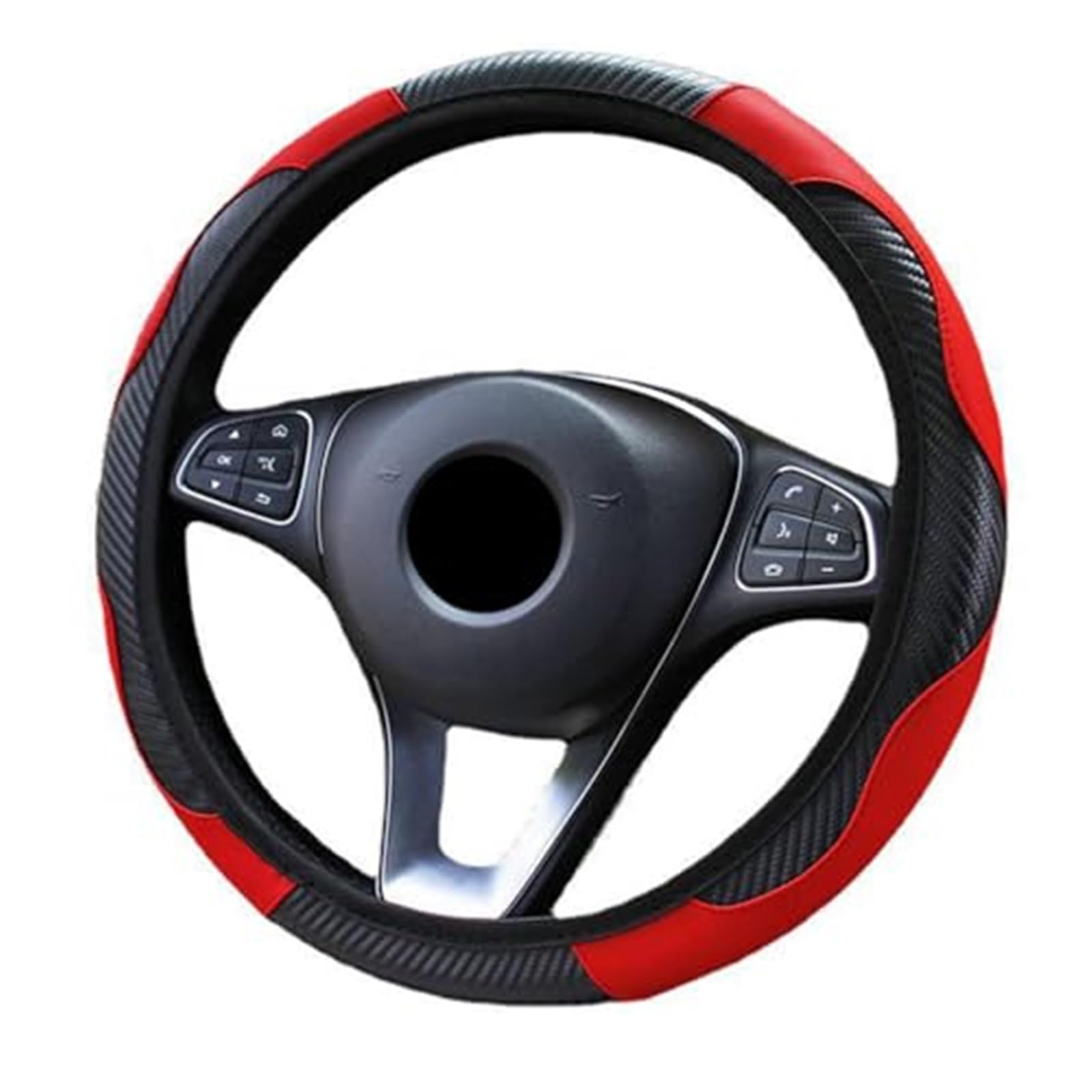 Lenkradbezug Für Nissan Für Qashqai J12 Für e-Power 2023 2024 Carbon Faser Leder Anti Slip Atmungsaktive Lenkrad Protector elastische(‎A) von NVCPHGEDEK