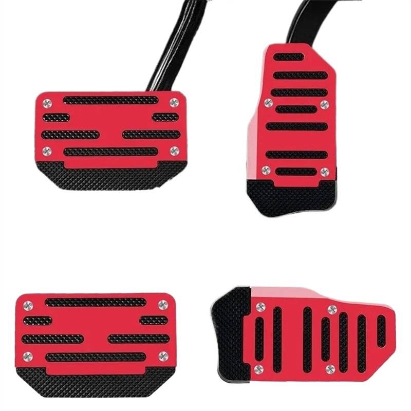 Kupplungspedal Universal Aluminium Auto Automatikgetriebe Pedal Cover Set Kit Anti Skid Pedal Bremse Kupplung Gaspedal Abdeckungen Pedalauflage(Automatic Red Set) von NVETJMUA