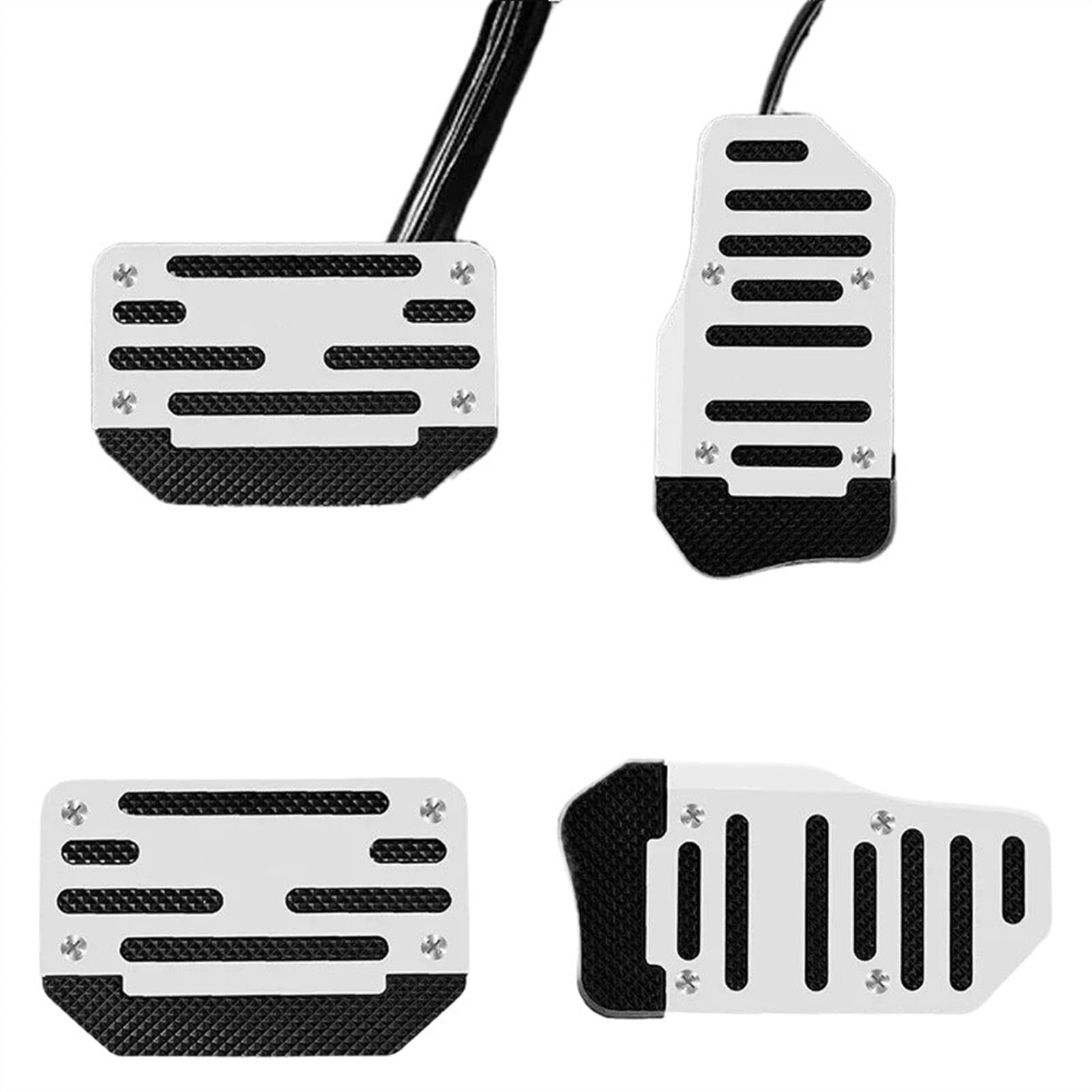 Kupplungspedal Universal Aluminium Auto Automatikgetriebe Pedal Cover Set Kit Anti Skid Pedal Bremse Kupplung Gaspedal Abdeckungen Pedalauflage(Automatic Silver Set) von NVETJMUA