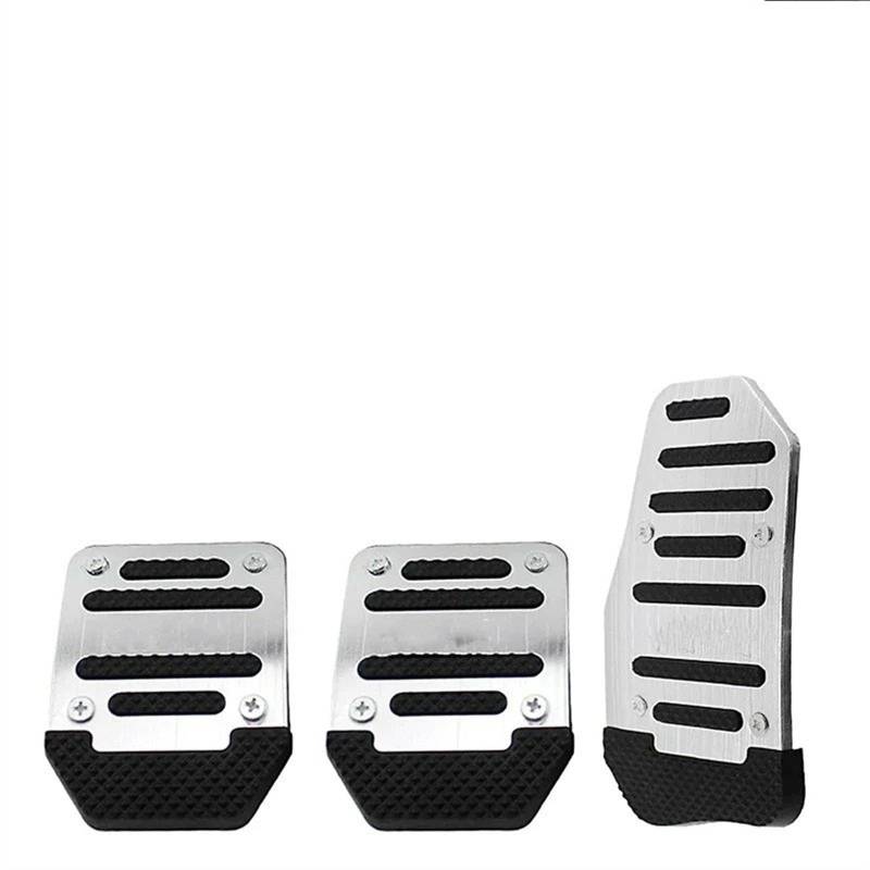 Kupplungspedal Universal Aluminium Auto Automatikgetriebe Pedal Cover Set Kit Anti Skid Pedal Bremse Kupplung Gaspedal Abdeckungen Pedalauflage(Manual Silver Set) von NVETJMUA