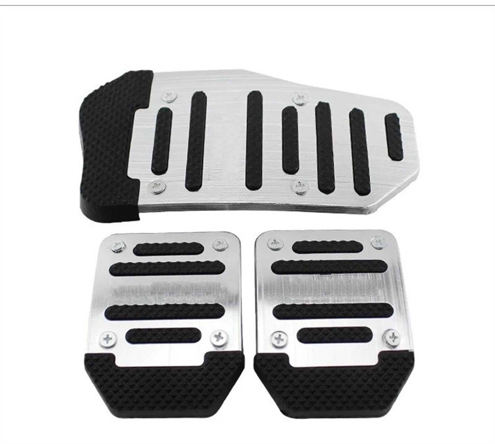 Kupplungspedal Universal-Autopedalabdeckung Aus Aluminium Für Automatikgetriebe, Bremse, Kraftstoff, Gas, Fußpolster, Set, Pedale, Rot, Blau, Silber Pedalauflage(Manual Silver Set) von NVETJMUA