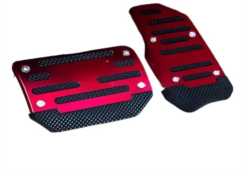Kupplungspedal Universal-Autopedalabdeckung Aus Aluminium Für Automatikgetriebe, Bremse, Kraftstoff, Gas, Fußpolster, Set, Pedale, rutschfeste Werkzeuge Pedalauflage(Automatic Red Set) von NVETJMUA