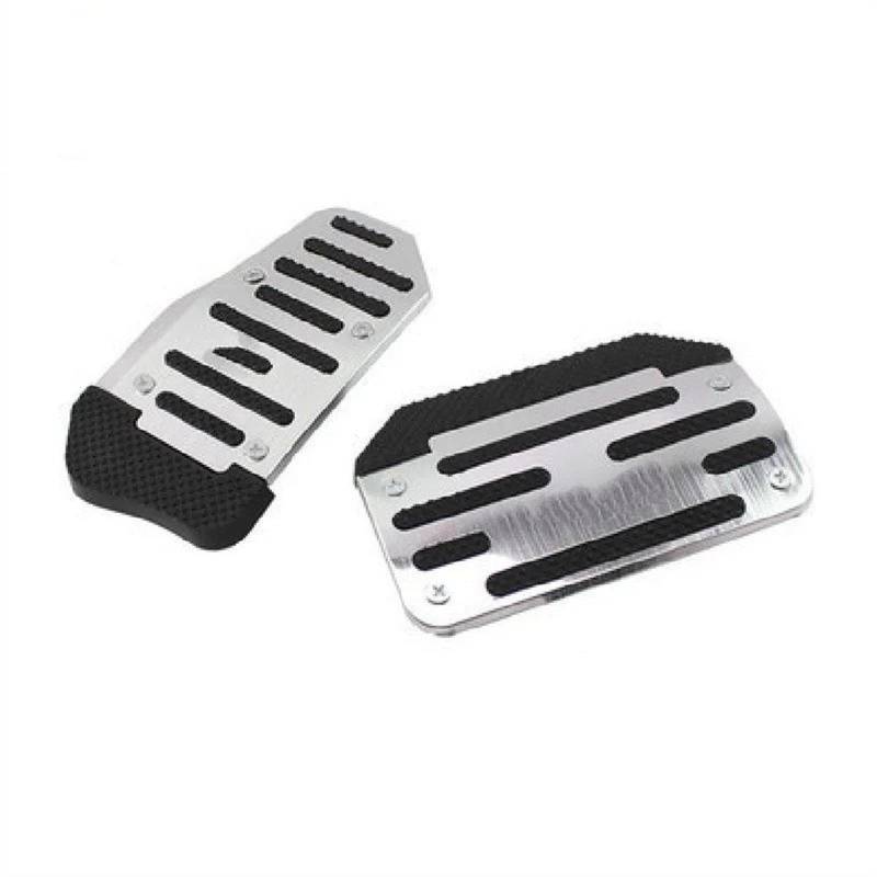 Kupplungspedal Universal-Autopedalabdeckung Aus Aluminium Für Automatikgetriebe, Bremse, Kraftstoff, Gas, Fußpolster, Set, Pedale, rutschfeste Werkzeuge Pedalauflage(Automatic Silver Set) von NVETJMUA