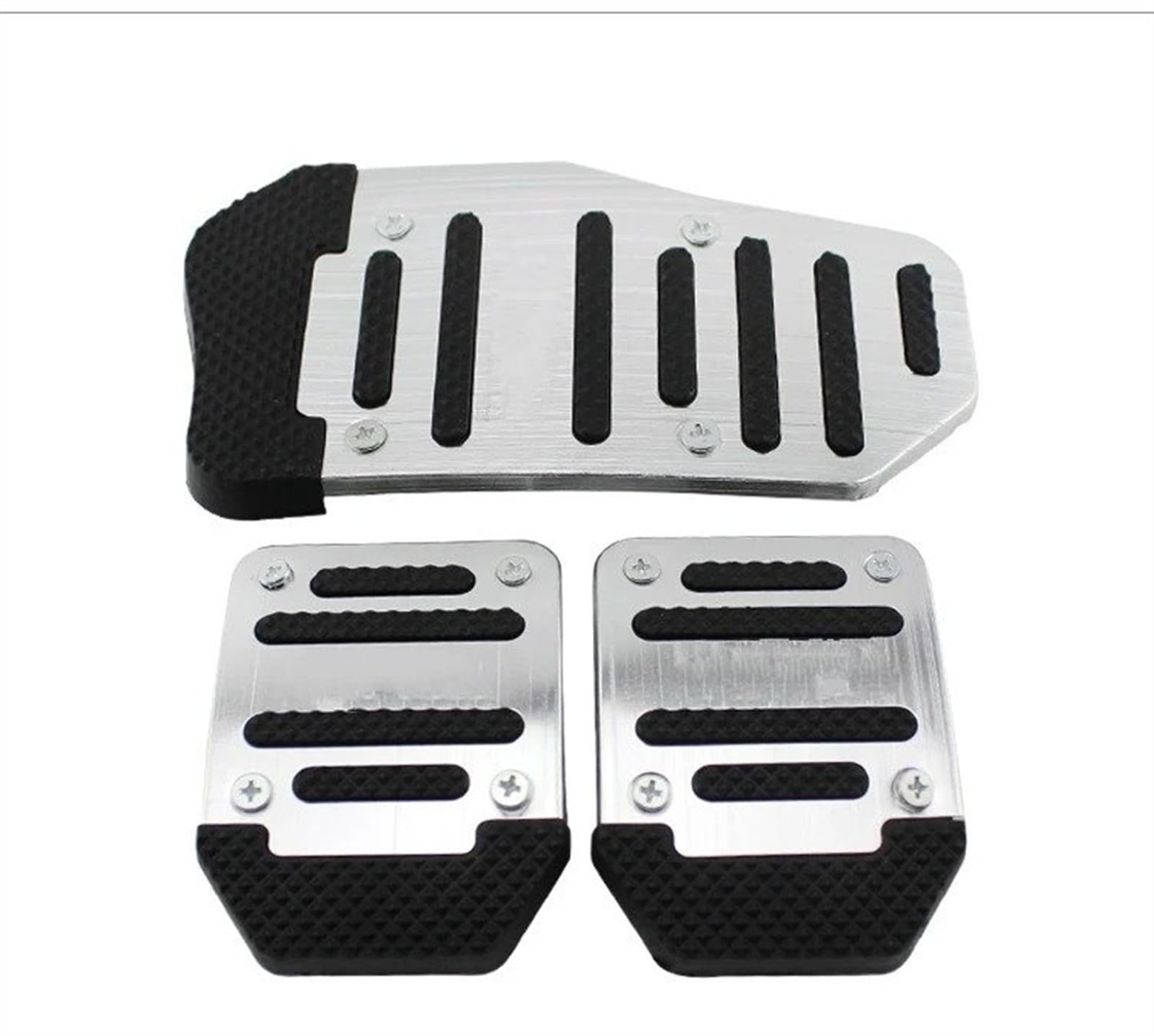 Kupplungspedal Universal-Autopedalabdeckung Aus Aluminium Für Automatikgetriebe, Bremse, Kraftstoff, Gas, Fußpolster, Set, Pedale, rutschfeste Werkzeuge Pedalauflage(Manual Silver Set) von NVETJMUA
