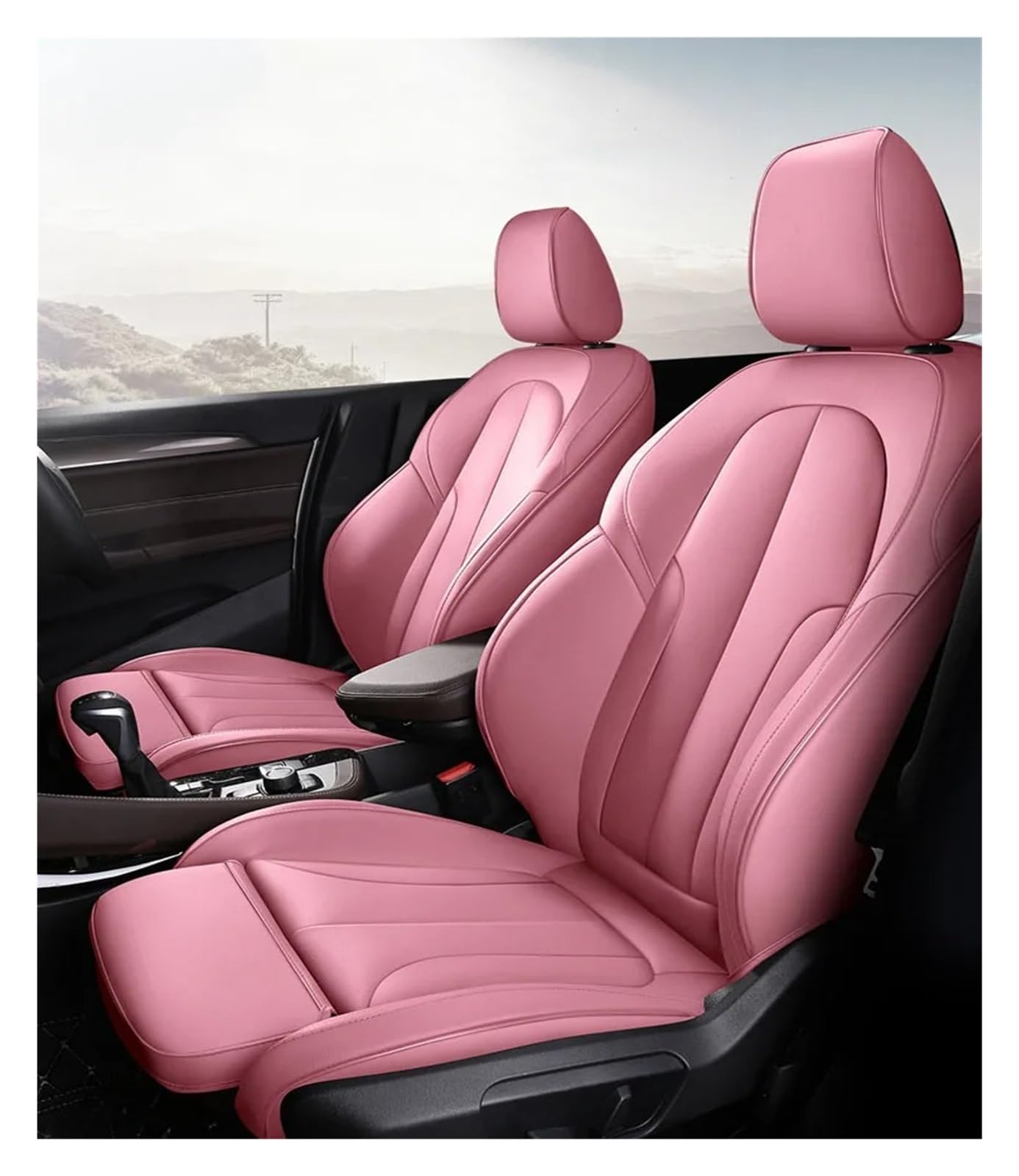 NVETJMUA Auto Schonbezüge Für 6 Für Gran Für Turismo 640i 740i 745i 750i E63 E64 E65 E66 E67 F01 F02 F03 F01 Autositzbezüge Leder Sitzbezüge Auto(PINK) von NVETJMUA
