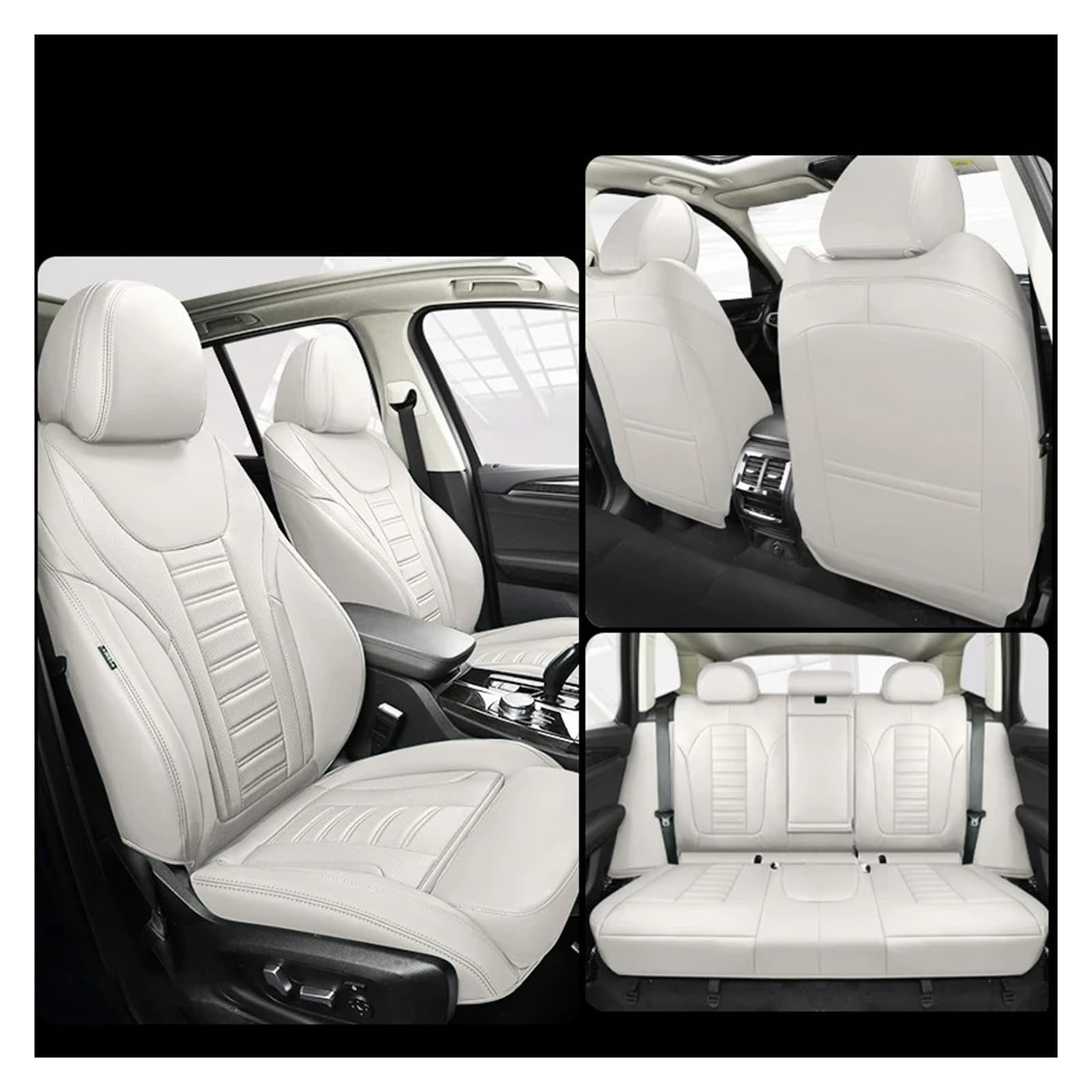 NVETJMUA Auto Schonbezüge Für A4 Tt Für A1 Für A3 Für A5 Für Sportback Für A6 Für C5 Für C7 Für C4 Für Q2 Für Q3 Für Q5 Für Q7 Autositzbezüge Sitzbezüge Auto(5Piece-White) von NVETJMUA