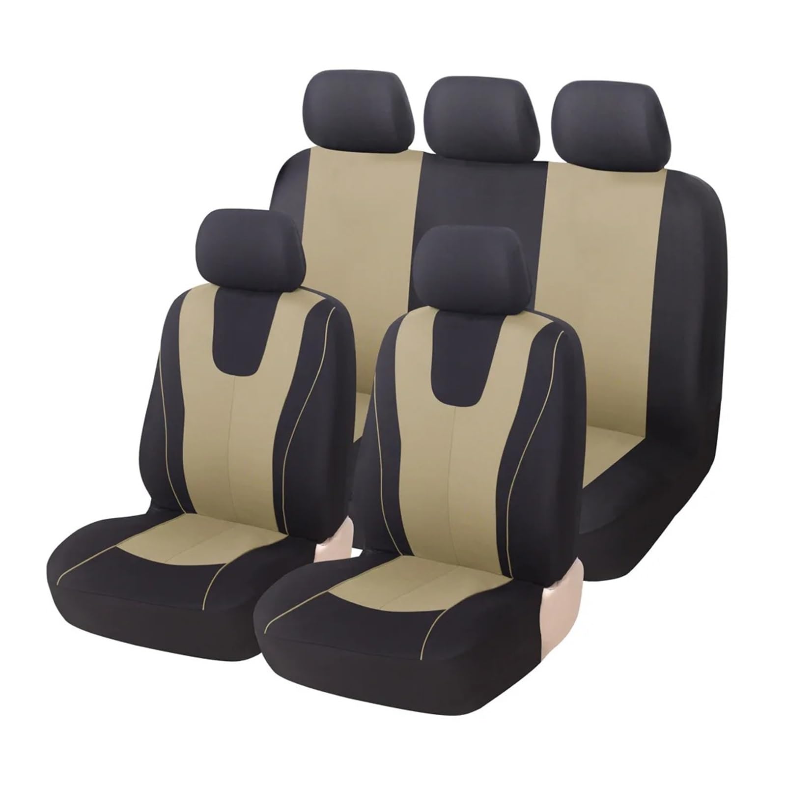 NVETJMUA Auto Schonbezüge Für Citroen Für C2 Für C3 Für C4 Für Cactus Für C5 Für C4 Für Picasso Für C6 DS3 DS4 DS5 Autositzbezüge-Set Sitzbezüge Auto(5Seats-Beige) von NVETJMUA