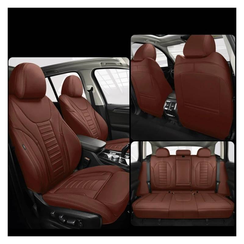 NVETJMUA Auto Schonbezüge Für F10 G30 E46 E39 E90 E91 F11 Für X3 F25 G20 Für X1 Für X5 E83 F30 I3 I4 Autositzbezüge Sitzbezüge Auto(5Piece-Brown) von NVETJMUA