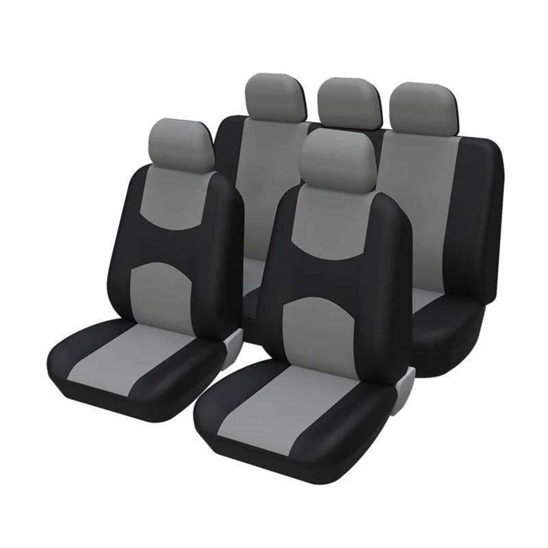 NVETJMUA Auto Schonbezüge Für Ford Für Fiesta Mk5 Universal-Autositzbezüge-Set Vorne Und Hinten Komplett Mit Kopfstützenbezügen Sitzbezüge Auto(Gray) von NVETJMUA