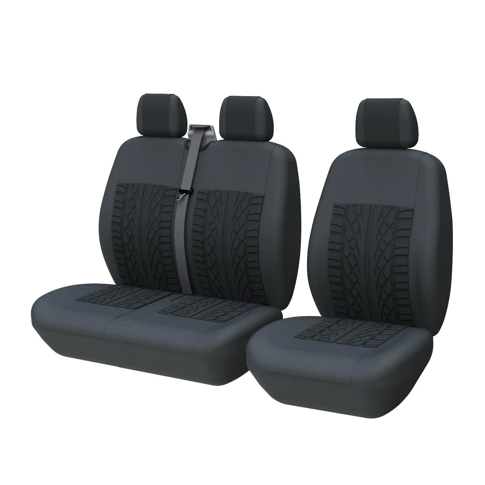 NVETJMUA Auto Schonbezüge Für Ford Für Transit 2+1 Van Truck LKW Autositzbezüge Universial Autositzschoner Sitzbezüge Auto(Schwarz) von NVETJMUA