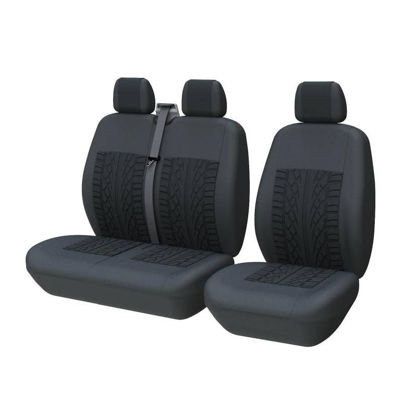 NVETJMUA Auto Schonbezüge Für Ford Für Transit 2+1 Van Truck LKW Autositzbezüge Universial Autositzschoner Sitzbezüge Auto(Schwarz) von NVETJMUA